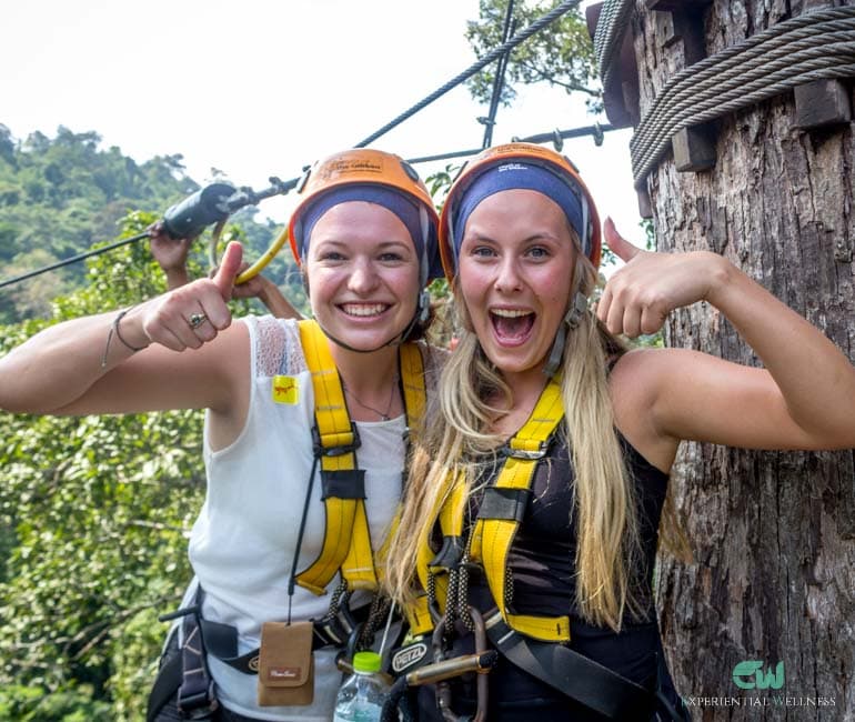 Traveler enjoying a zipline course