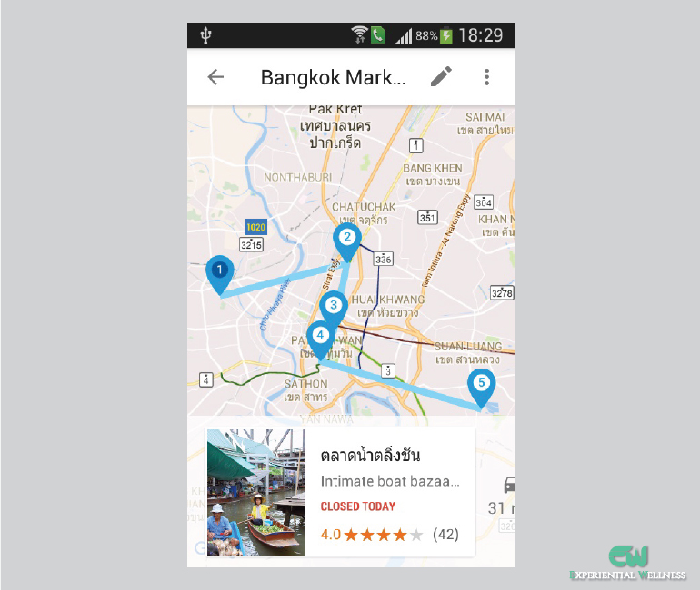 Google Trips shows rating of a floating market