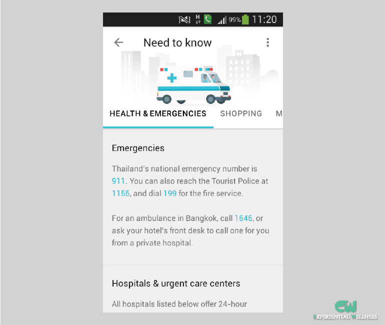 The emergency numbers on Google Trips are wrong for Thailand destinations. It should be one-nine-one.