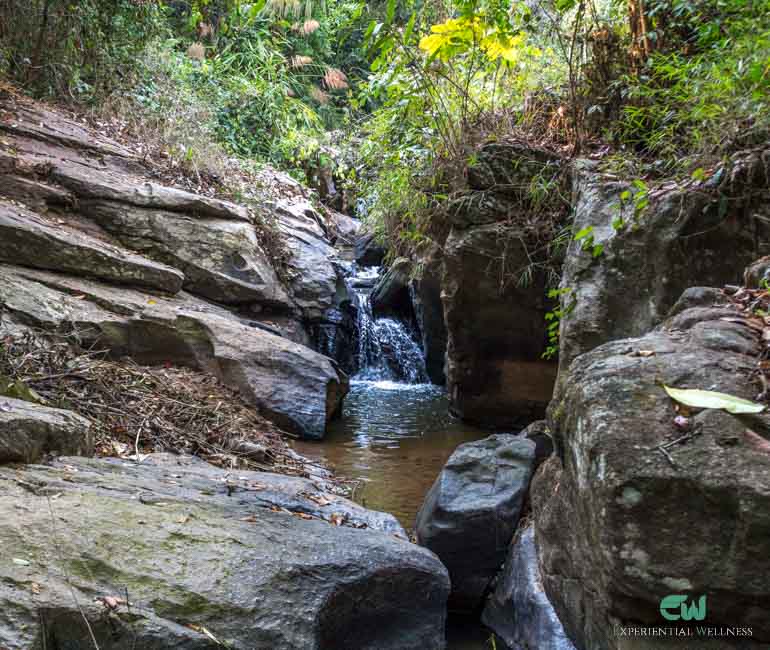 A local waterfall, where tourists can relax and learn meditation