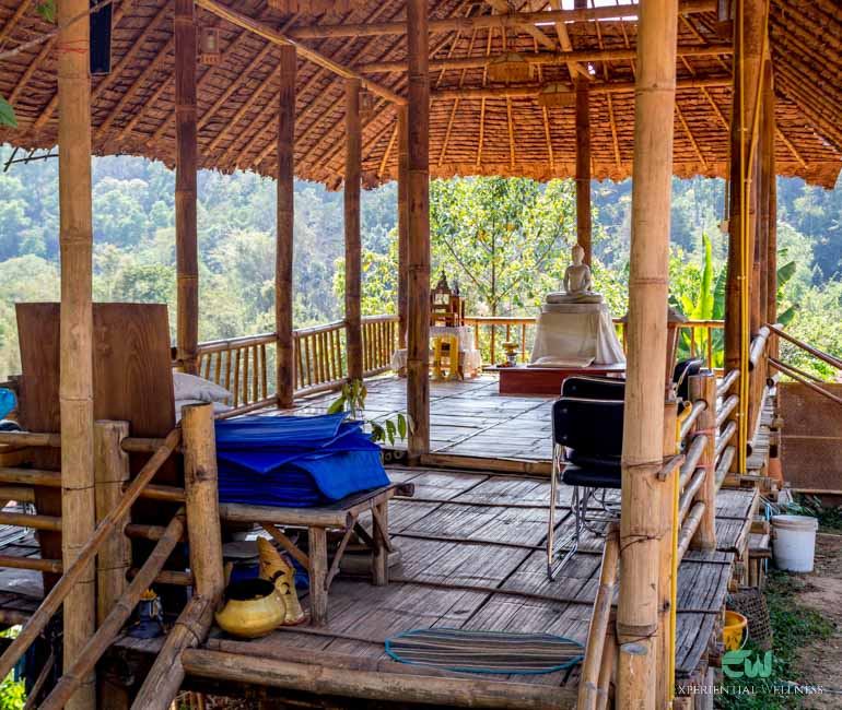 The meditation hall which tourists can relax and practise meditation with the Buddhist monk