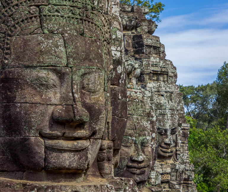 Smiling face of the god king can be seen during the tour to Angkor Thom